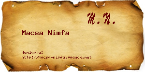 Macsa Nimfa névjegykártya